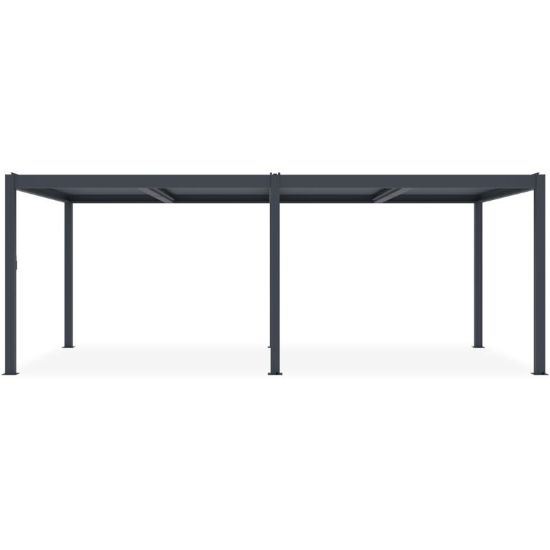 Pergola bioclimatique 5x3m aluminium gris anthracite – Lames orientables en acier époxy – Image 2