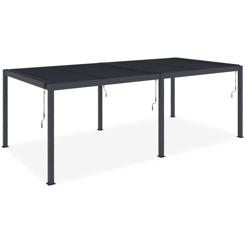 Pergola bioclimatique 5x3m aluminium gris anthracite – Lames orientables en acier époxy – Image 3