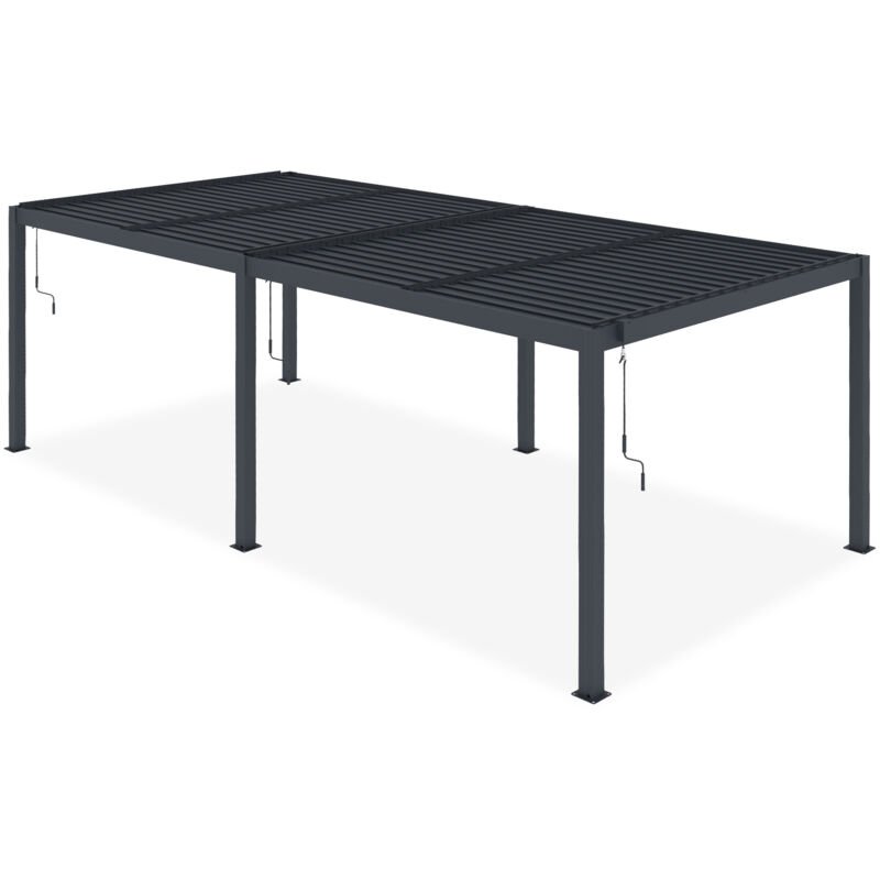 Pergola bioclimatique 5x3m aluminium gris anthracite – Lames orientables en acier époxy – Image 4
