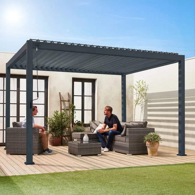 Pergola Bioclimatique gris anthracite – Triomphe – 3x4m. aluminium. à lames orientables TRIOMPHE 4X3M