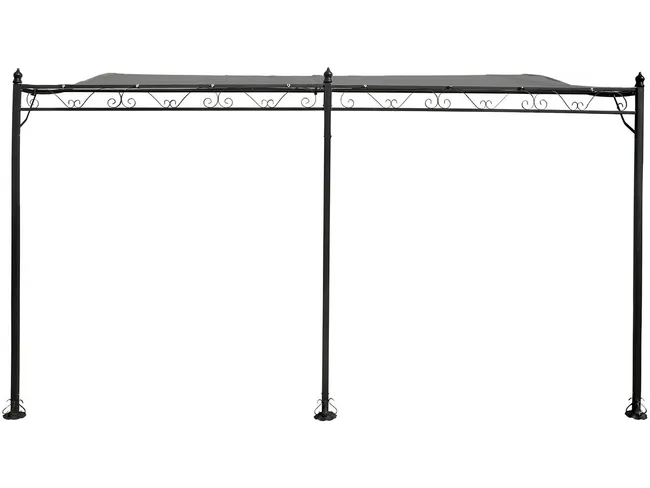 Pergola tonnelle adossée en métal - 3 x 4 m - Gris – Image 4