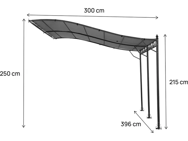 Pergola tonnelle adossée en métal - 3 x 4 m - Gris – Image 3