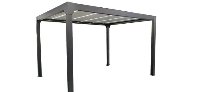 Pergola bioclimatique en aluminium Menea 4x3 motorisée grise – Image 5