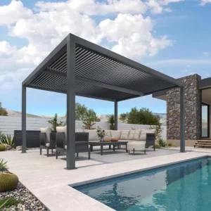 Pergola bioclimatique 5 x 2,5 m, en aluminium Lames Orientables Pour Jardin ou Terrasse